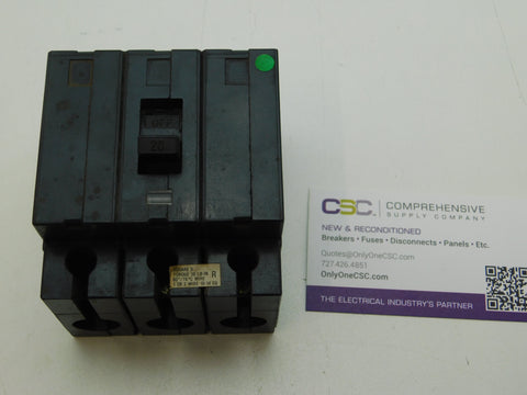 EHB34020 - Square D 20A Amp 3P Pole 14kA@480Y/277V Bolt On Circuit Breaker