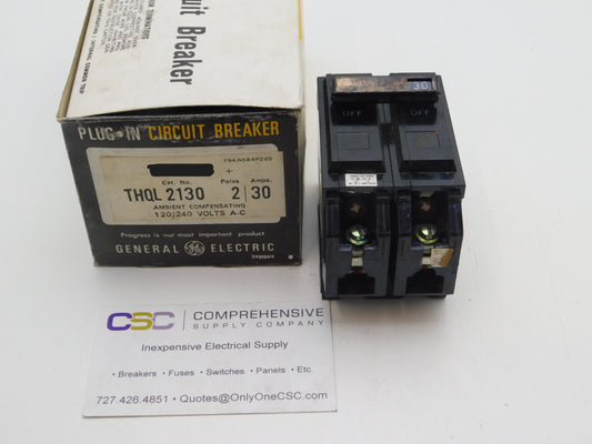 THQL2130 - GE 30A Amp 2P Pole 10kA@120/240V Plug On Circuit Breaker - Older Series