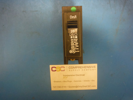 BR120 - Cutler Hammer 20A Amp 1P Pole 10kA@120/240V Plug On Circuit Breaker