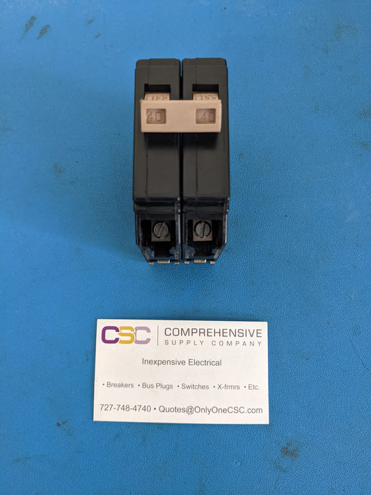 CH240 - Cutler Hammer 40A Amp 2P Pole 10kA@120/240V Plug On Circuit Breaker W/Metal Foot