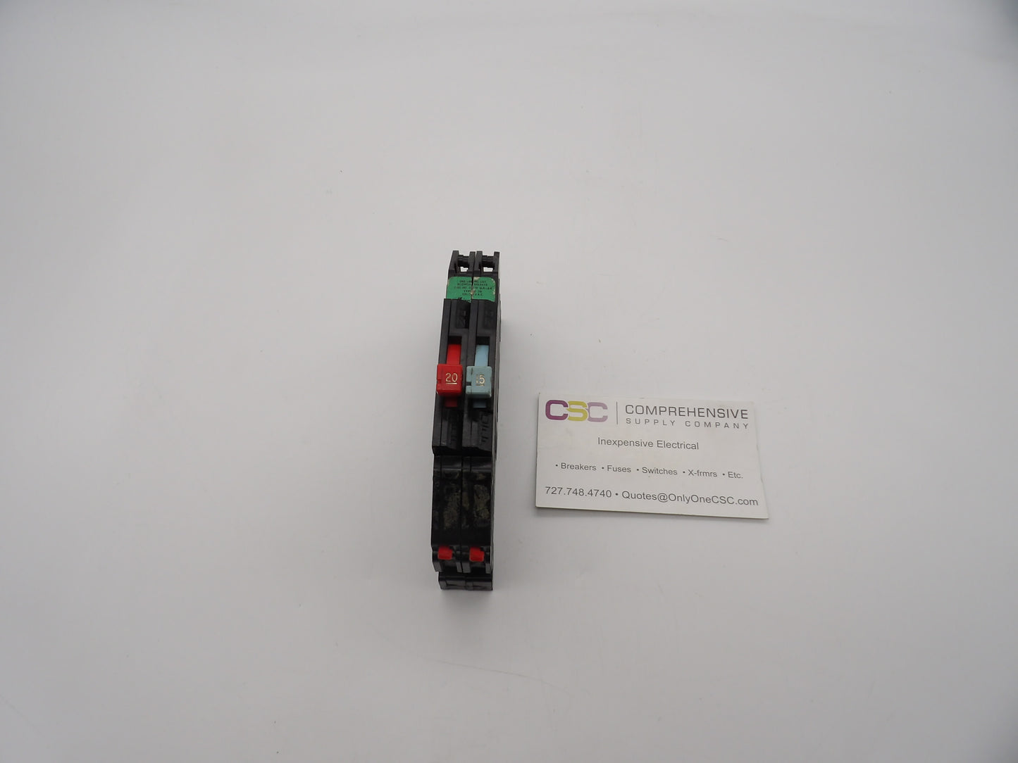 RC38-1520 - Zinsco 15A/20A Amp 2X1P Pole 10kA@120/240V Plug On Duplex Circuit Breaker W/Tab Termination