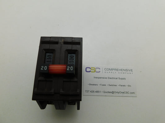 A220 - Wadsworth 20A Amp 2P Pole 10kA@240V Plug On Circuit Breaker W/Metal Foot