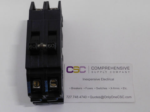 QCP260 - Zinsco 60A Amp 2P Pole 10kA@120/240V Plug On-Feed Thru Circuit Breaker