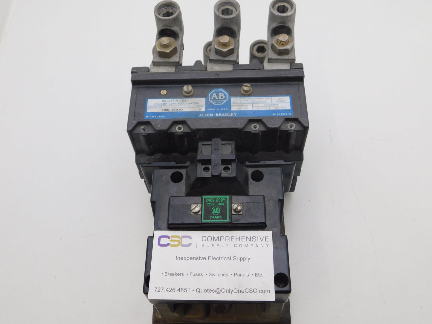 702L-EOA93 - Ab 200A Amp 3P Pole 600V Nema Size 4 Bulletin 702L Motor Starter W/240V Coil