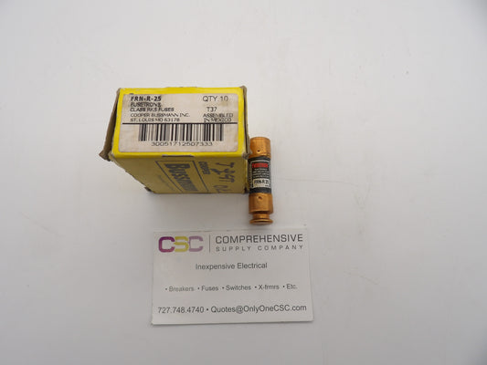FRN-R-25 - Bussmann 25A Amp 250V Class Rk5 Fusetron Time Delay Cartridge Fuse - 10Pk
