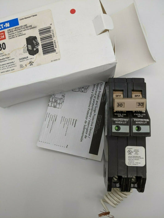 CH230SUR - Cutler Hammer 30A Amp 2P Pole 10kA@120/240V Plug On Surge Protective Circuit Breaker