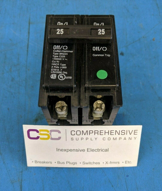 BR225 - Eaton 25A Amp 2P Pole 10kA@120/240V Plug On Circuit Breaker