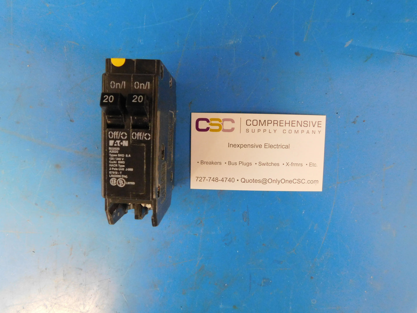 BD2020 - Cutler Hammer 20/20A Amp 2X1P Pole 10kA@120/240V Plug On Duplex Circuit Breaker