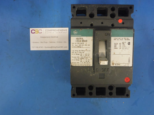 TED134070 - GE 70A Amp 3P Pole 18kA@480V Bolt On Circuit Breaker
