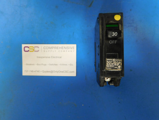THQL1130 - GE 30A Amp 1P Pole 10kA@120/240V Plug On Circuit Breaker - Older Series