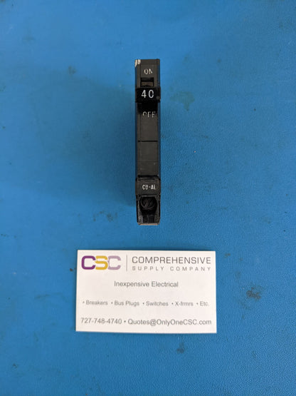 THQP140 - GE 40A Amp 1P Pole 10kA@120/240V Plug On Thin Circuit Breaker - Older Series