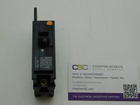 BQ1B020 - Siemens 20A Amp 1P Pole 10kA@120/240V Bolt On Circuit Breaker