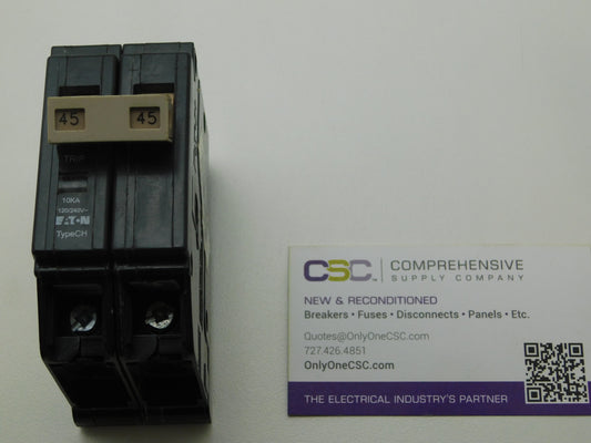 CHF245 - Cutler Hammer 45A Amp 2P Pole 10kA@120/240V Plug On Circuit Breaker
