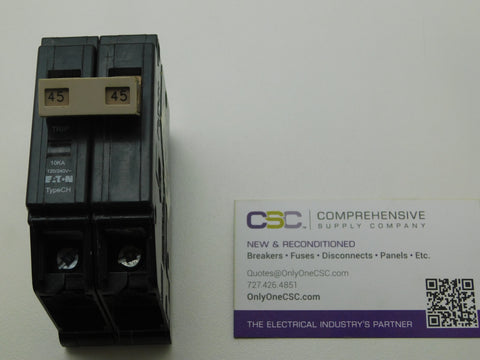 CHF245 - Cutler Hammer 45A Amp 2P Pole 10kA@120/240V Plug On Circuit Breaker