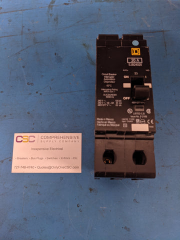 EJB24020 - Square D 20A Amp 2P Pole 277V 64kA@480V Bolt On Ejb Circuit Breaker