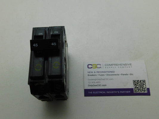 CHQ245 - Cutler Hammer 45A Amp 2P Pole 10kA@120/240V Plug On Circuit Breaker