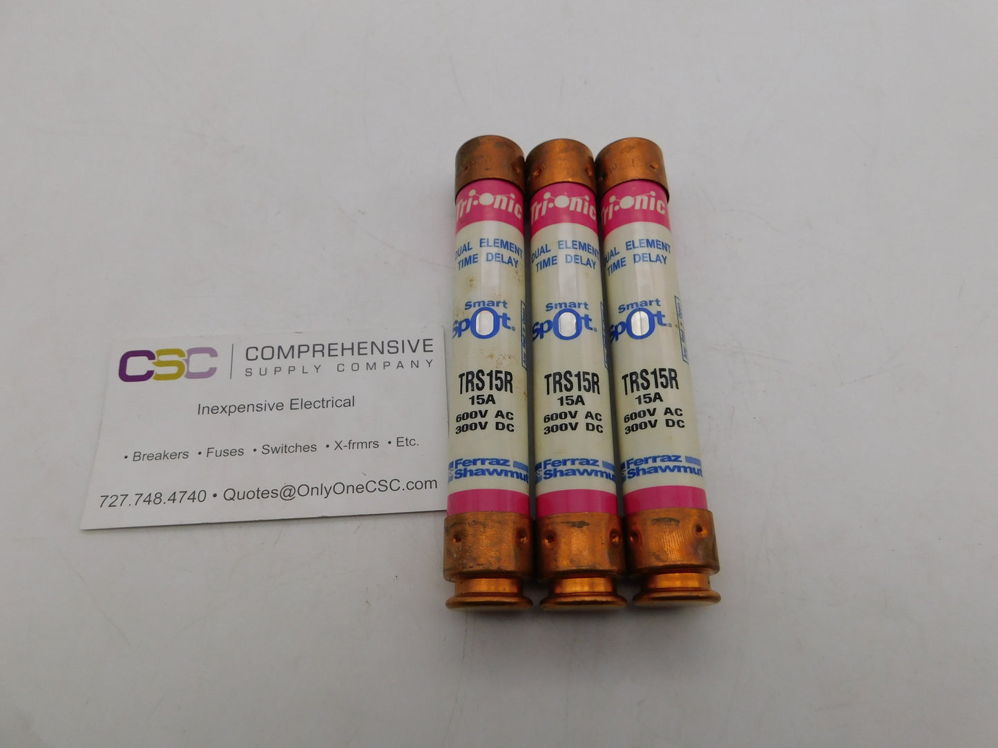 TRS15R - Mersen 15A Amp 600V Class Rk5 Tri-Onic Smart Spot Time Delay Cartridge Fuse - 3Pk