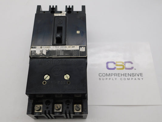 FB3040PL - Westinghouse 40A Amp 3P Pole 200kA@600V Feed Through Circuit Breaker
