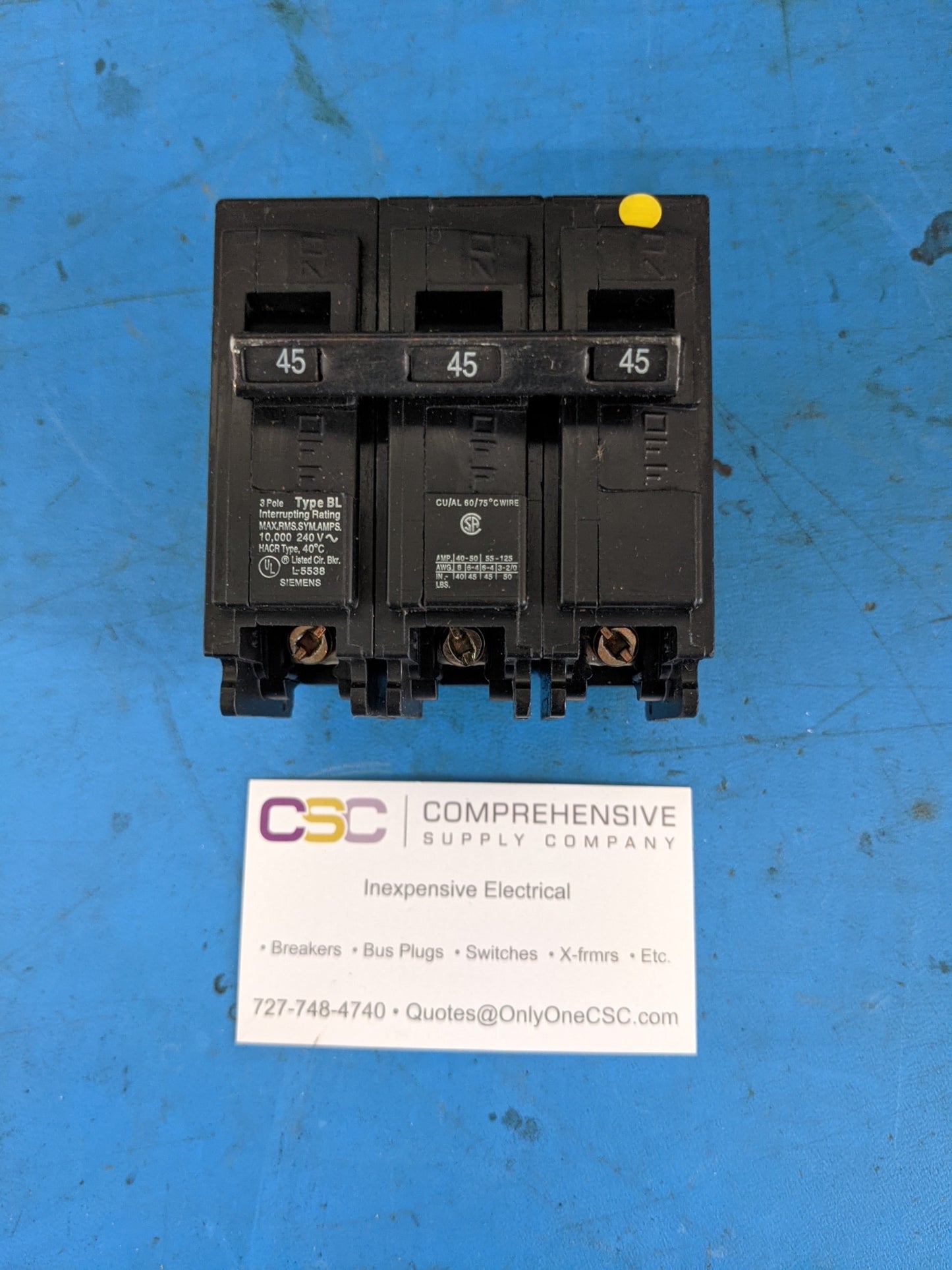 B345 - Siemens 45A Amp 3P Pole 10kA@240V Bolt On Bl Circuit Breaker