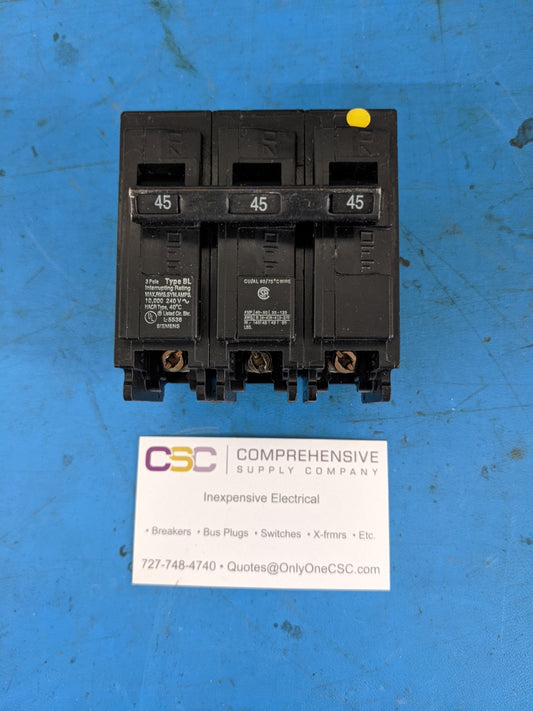 B345 - Siemens 45A Amp 3P Pole 10kA@240V Bolt On Bl Circuit Breaker