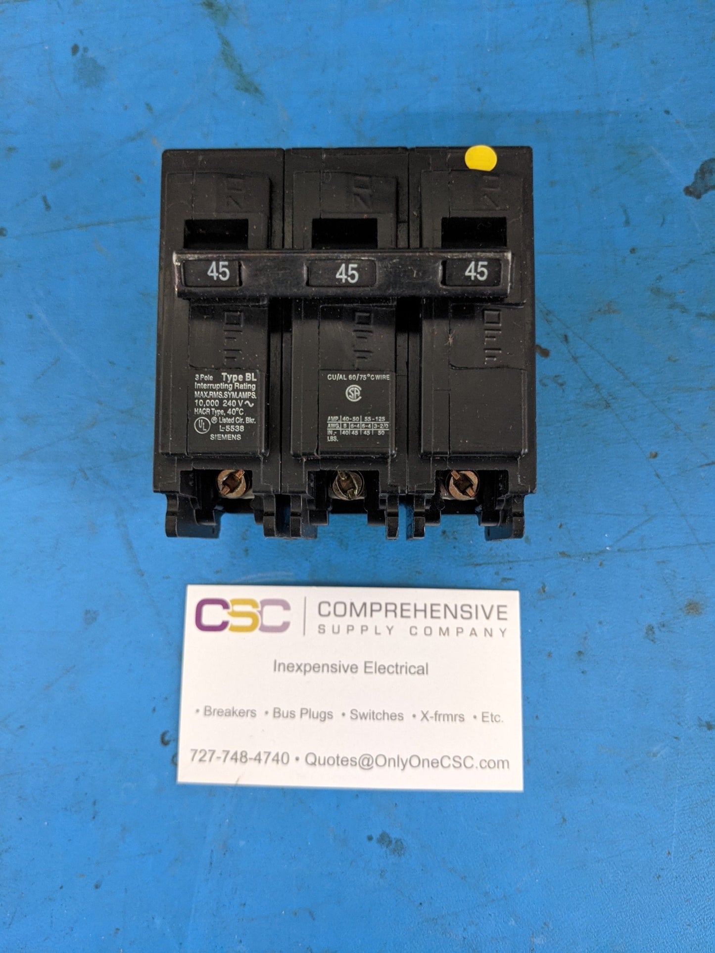 B345 - Siemens 45A Amp 3P Pole 10kA@240V Bolt On Bl Circuit Breaker