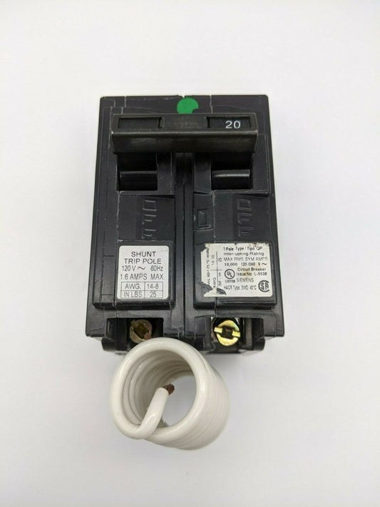 Q12000S01 - Siemens 20A Amp 1P Pole 10kA@120/240V Plug On Circuit Breaker W/120V Shunt Trip