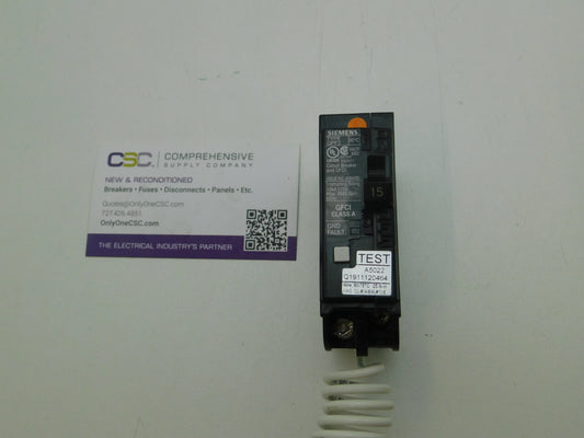QF115A - Siemens 15A Amp 1P Pole 10kA@120V Plug On Ground Fault GFCI Circuit Breaker