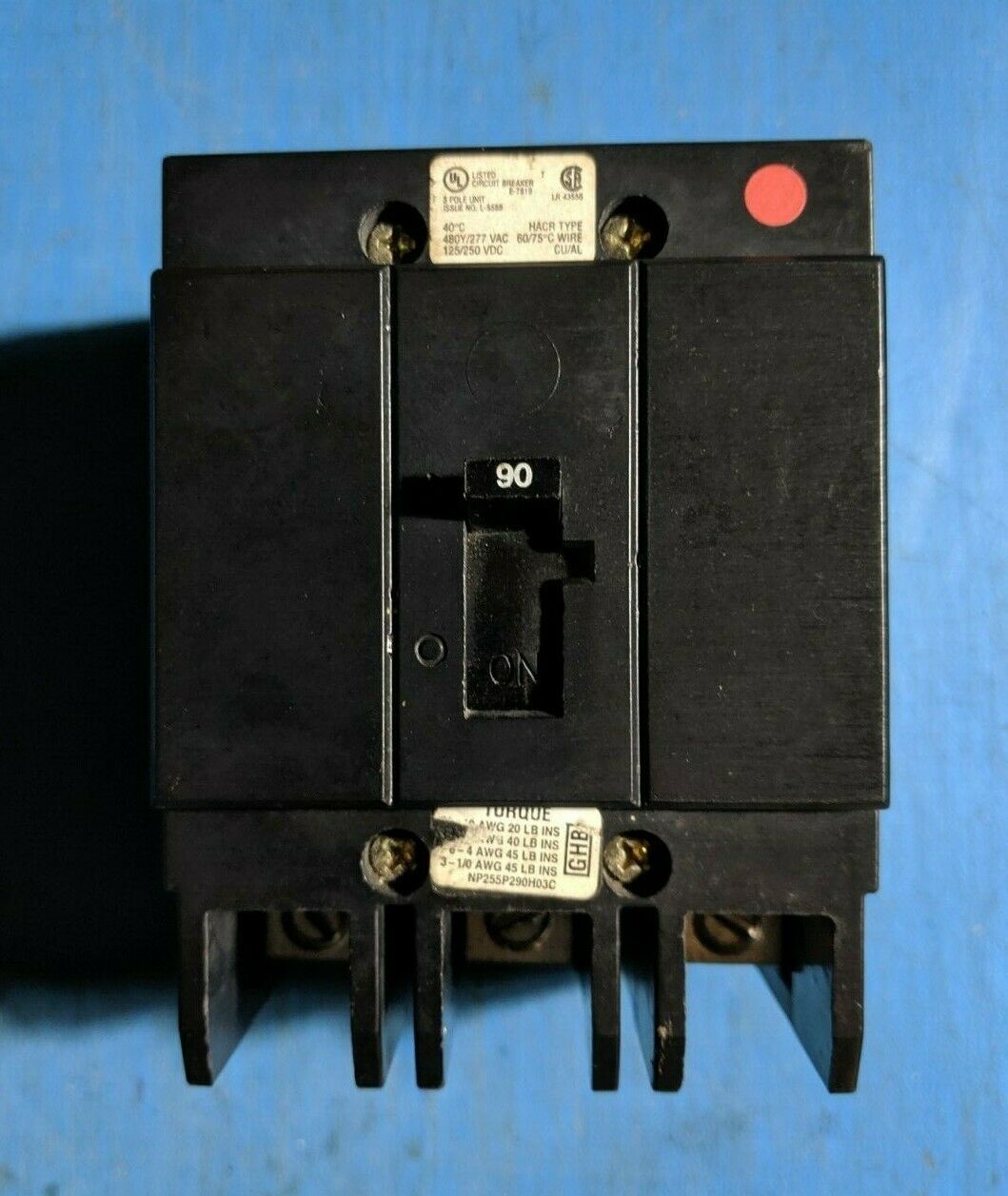 GHB3090 - Eaton 90A Amp 3P Pole 14kA@480Y/277V Bolt On Circuit Breaker