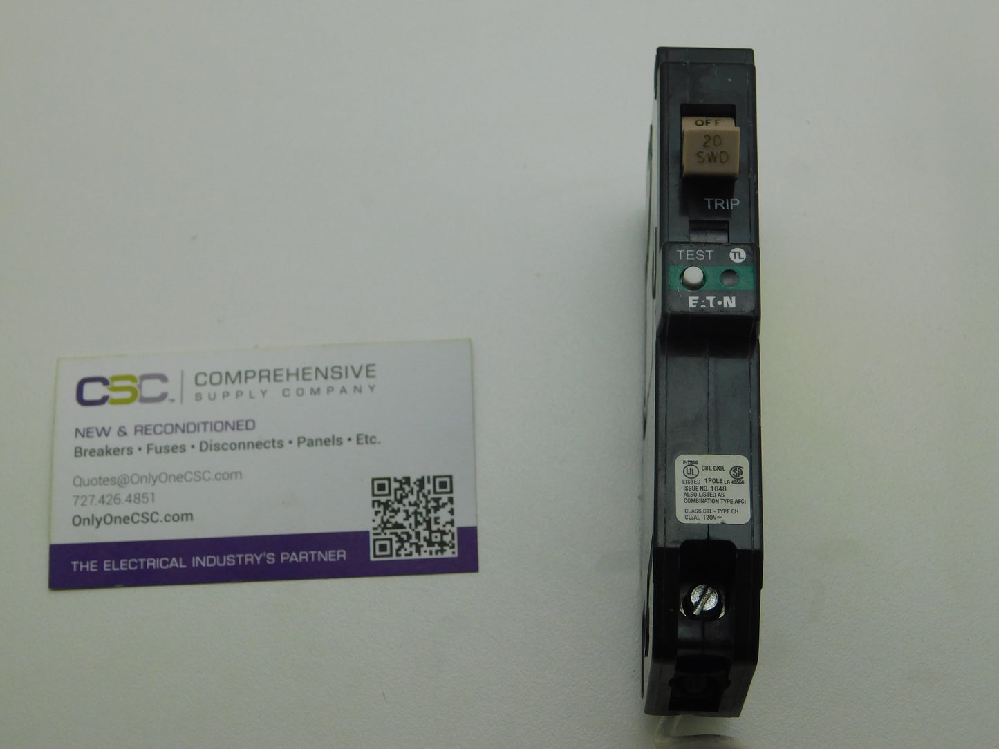 CHFN120AF - Cutler Hammer 20A Amp 1P Pole 10kA@120V Plug On Combo Arc Fault AFCI Circuit Breaker