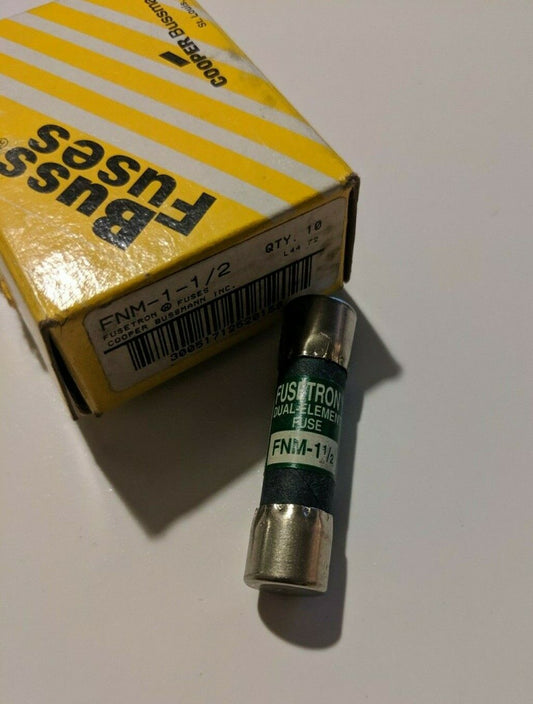 FNM-1-1/2 - Bussmann 1/2A Amp 1.5A Amp 250Vac Old Style Fnm Fuse