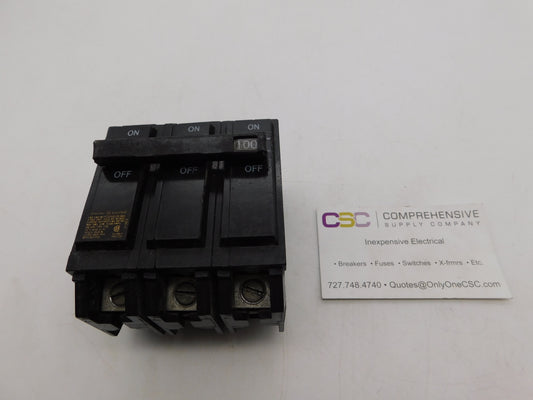 THQL32100 - GE 100A Amp 3P Pole 10kA@240V Plug On Circuit Breaker - Older Series
