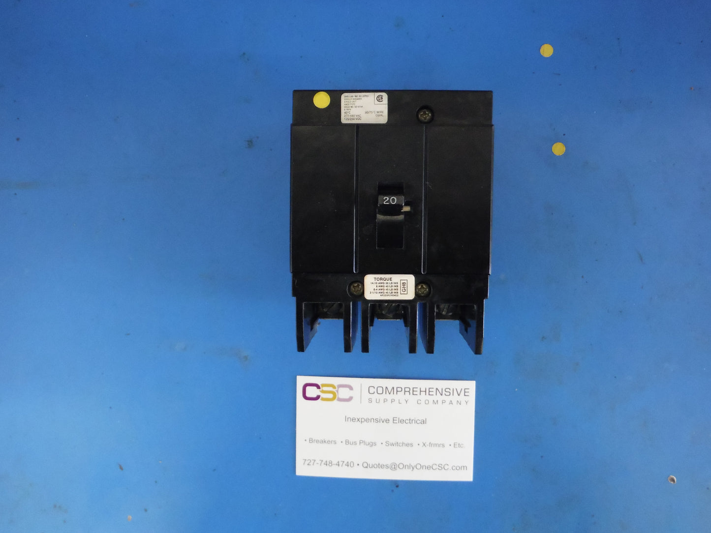 GHB3020 - Eaton 20A Amp 3P Pole 14kA@480Y/277V Bolt On Circuit Breaker