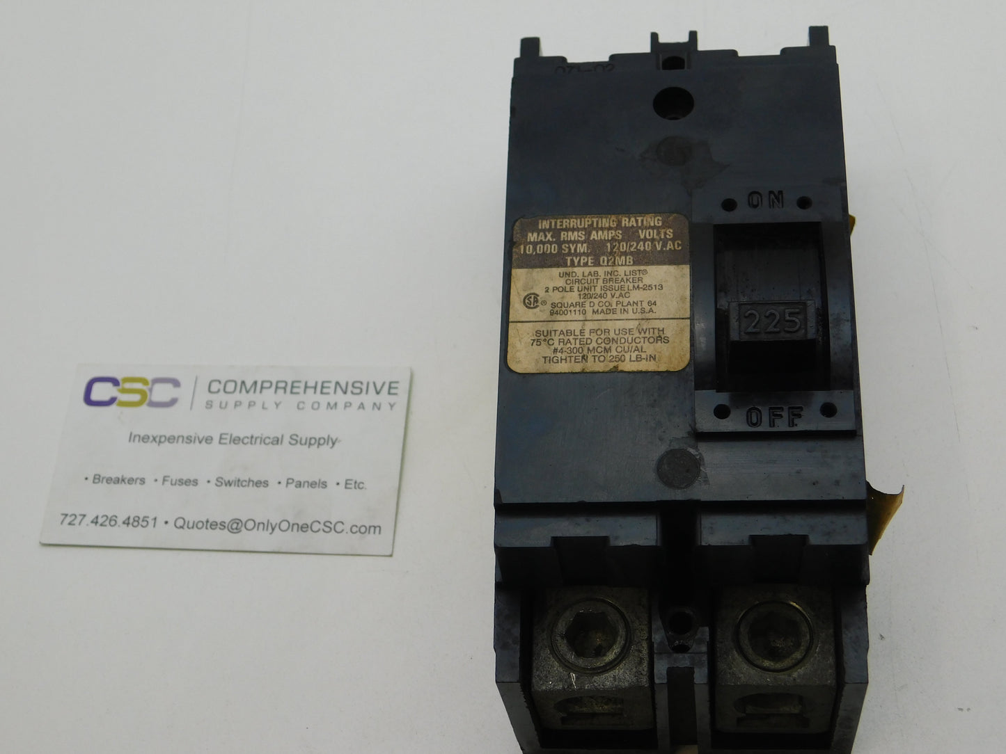 Q2M2225MB - Square D 225A Amp 2P Pole 10kA@120/240V Bolt On Circuit Breaker
