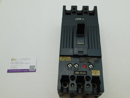 TFK236F000 - GE 225A Amp 3P Pole 600V 22kA@480V Bolt On Circuit Breaker - Older Series W/225A Trip
