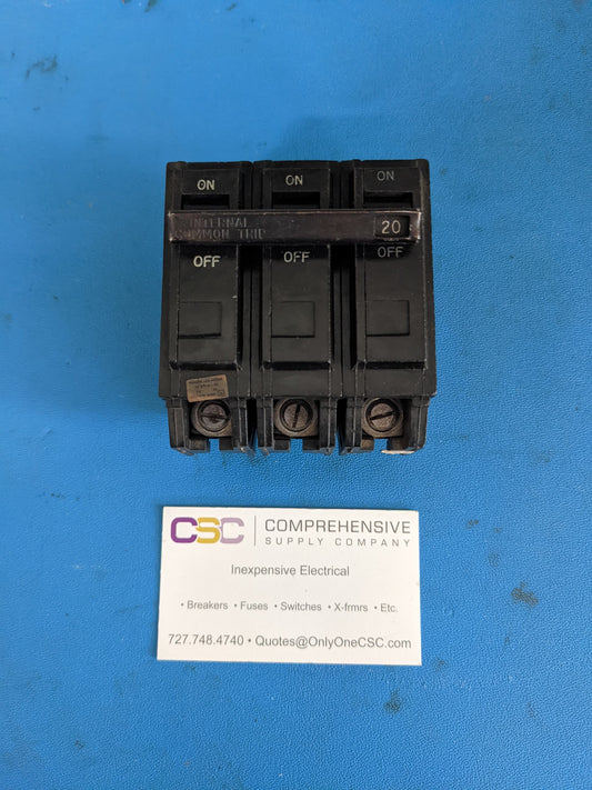 THQL32020 - GE 20A Amp 3P Pole 10kA@240V Plug On Circuit Breaker - Older Series