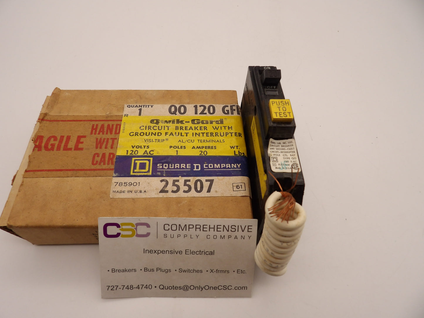 QO120GFI - Square D 20A Amp 1P Pole 10kA@120V Plug On Ground Fault GFCI Circuit Breaker - Older Series