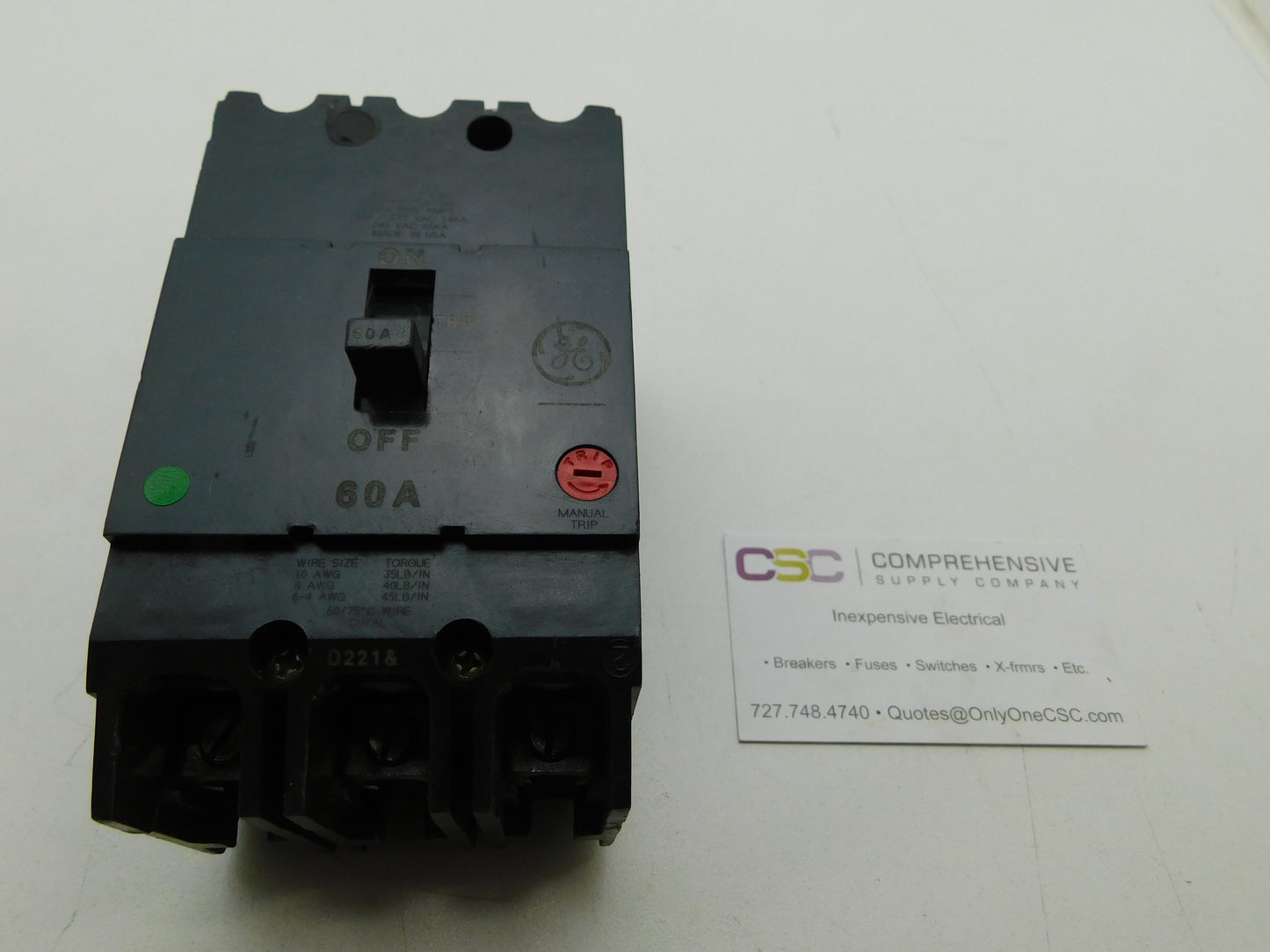 TEY360 - GE 60A Amp 3P Pole 14kA@480/277V Bolt On Circuit Breaker