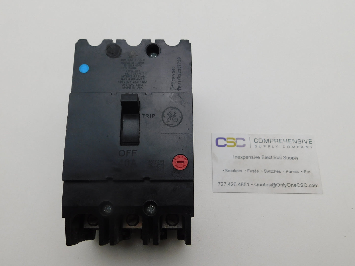 TEY340 - GE 40A Amp 3P Pole 14kA@480/277V Bolt On Circuit Breaker