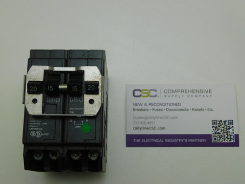 BQ220215 - Cutler Hammer 20/15/15/20A Amp 4P (2P/2P) Pole 10kA@120/240V Plug On Quadplex Circuit Breaker