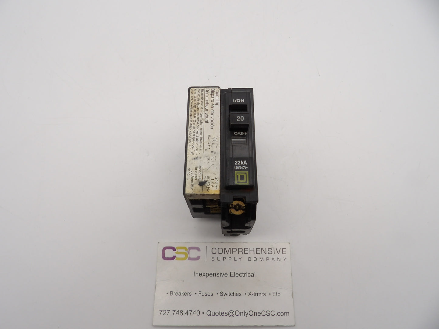 QOB120VH1021 - Square D 20A Amp 1P Pole 22kA@120/240V Bolt On Circuit Breaker W/120/240V Shunt Trip