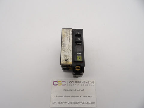 QOB120VH1021 - Square D 20A Amp 1P Pole 22kA@120/240V Bolt On Circuit Breaker W/120/240V Shunt Trip