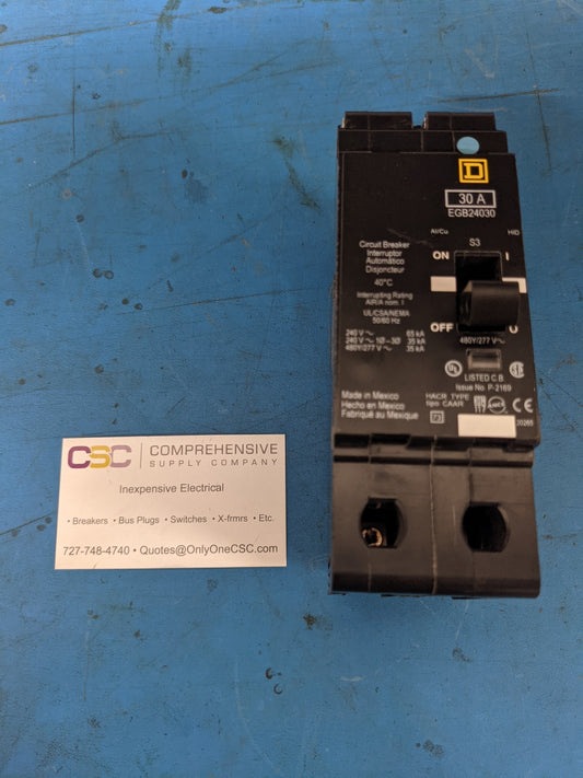 EGB24030 - Square D 30A Amp 2P Pole 277V 35kA@480V Bolt On Egb Circuit Breaker