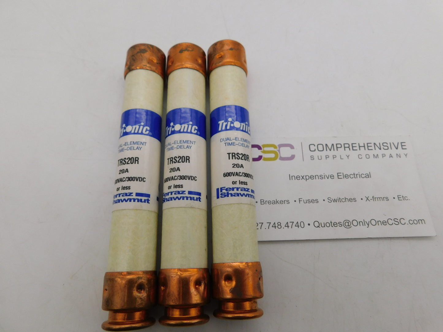 TRS20R - Mersen 20A Amp 600V Class Rk5 Tri-Onic Time Delay Cartridge Fuse - 3Pk