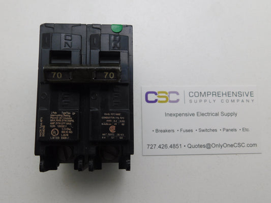 Q270 - Siemens 70A Amp 2P Pole 10kA@120/240V Plug On Circuit Breaker