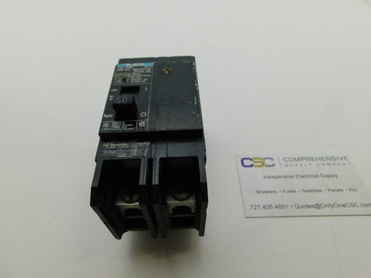 BQD250 - Siemens 50A Amp 2P Pole 14kA@480Y/277V Bolt On Black Circuit Breaker