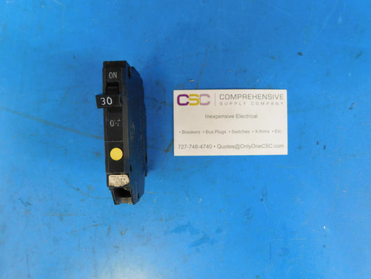 THQP130 - GE 30A Amp 1P Pole 10kA@120/240V Plug On Thin Circuit Breaker - Older Series