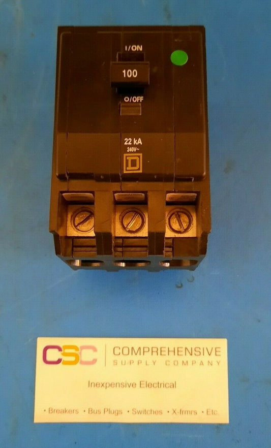 QO3100VH - Square D 100A Amp 3P Pole 22kA@240V Plug On Circuit Breaker