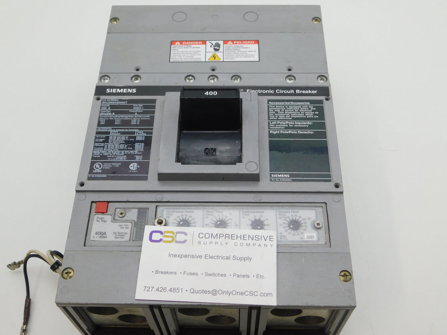 SHJD69400NGT - Siemens 400A Amp 3P Pole 600V 65kA@480V Feed Through Circuit Breaker W/400A Trip