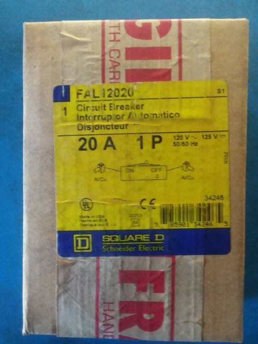 FAL12020 - Square D 20A Amp 1P Pole 10kA@120V Bolt On Circuit Breaker W/Gray Label