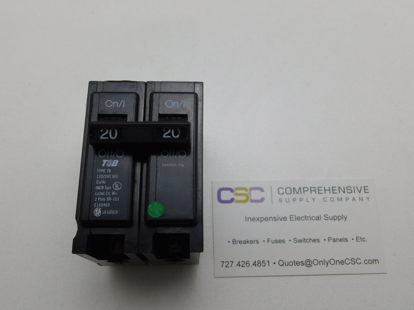 TB220 - T & B 20A Amp 2P Pole 10kA@120/240V Plug On Circuit Breaker